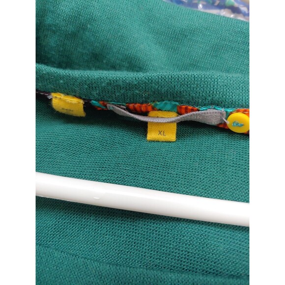 Little Yellow Button Womens Tunic Top XL Colorful Hem Long Sleeve Rayon Stretch - Picture 6 of 8